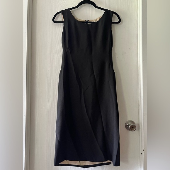 Maggy London Vintage Classic Black Midi Dress with Gold Inner Lining - Picture 1 of 5